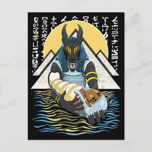 Anubis Ancient Egyptian God Illustration Postcard