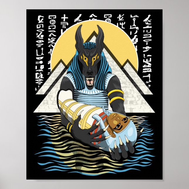 Anubis Ancient Egyptian God Illustration Poster (Front)