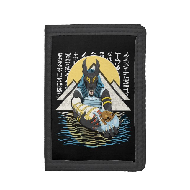 Anubis Ancient Egyptian God Illustration Trifold Wallet (Front Vertical)