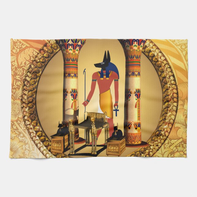 Anubis, ancient Egyptian god of the dead rituals Towel (Horizontal)