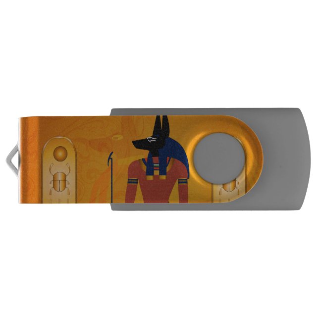 Anubis, ancient Egyptian god USB Flash Drive (Back)