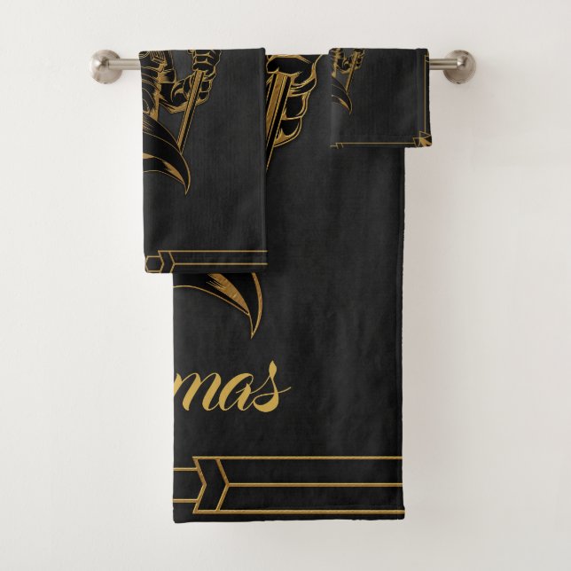 Anubis ancient of Egypt.  Bath Towel Set (Insitu)