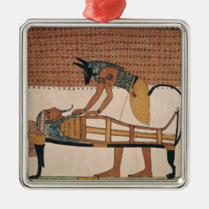 Anubis attends Sennedjem's Mummy Metal Ornament
