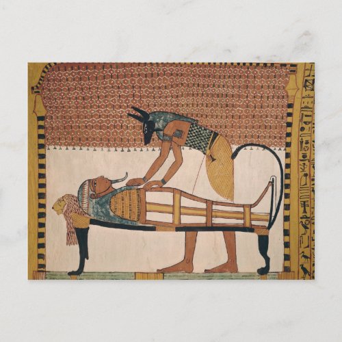 Anubis attends Sennedjems Mummy Postcard