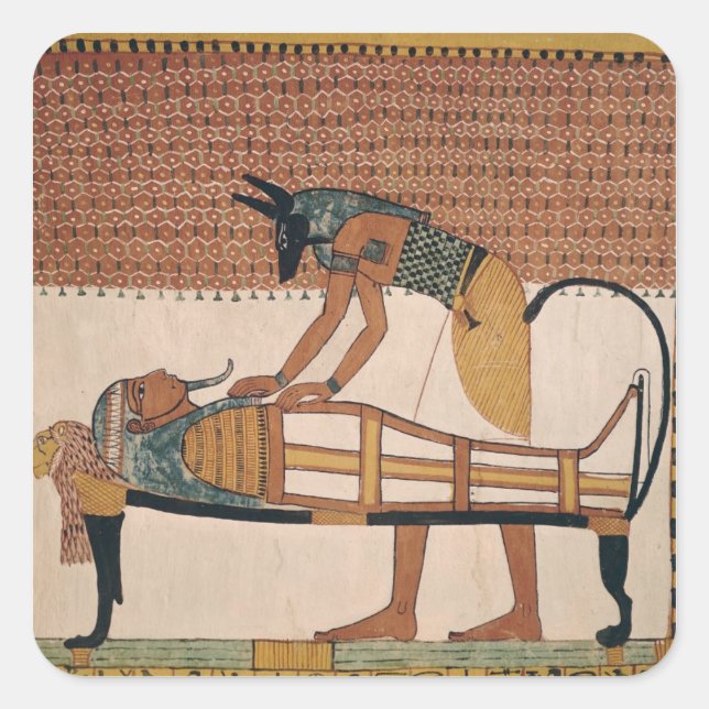 Anubis attends Sennedjem's Mummy Square Sticker (Front)