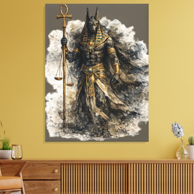 Anubis Canvas Art Ancient Egyptian Mythology Decor (Insitu(LivingRoom))