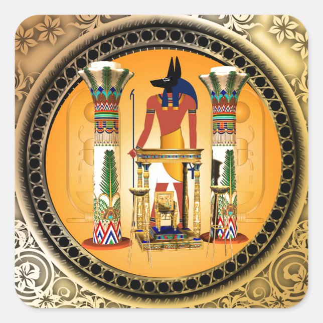 Anubis, egypt square sticker (Front)