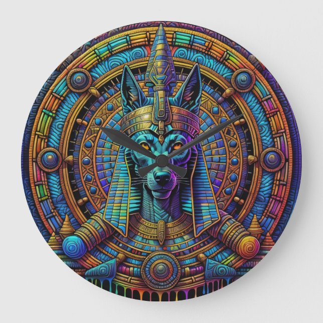 Anubis Egyptian Art  Large Clock (Front)