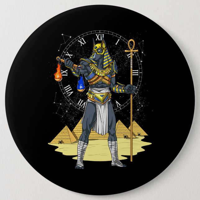 Anubis Egyptian God Ancient Ankh Mythology Button (Front)