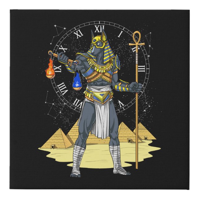 Anubis Egyptian God Ancient Ankh Mythology Faux Canvas Print (Front)