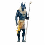 Anubis Egyptian God Cutout<br><div class="desc">Anubis was a funerary god. His task came to be holding the scales on which the heart was weighed. If the heart was lighter than a feather, the dead would be led by Anubis to Osiris. If heavier, the soul would be destroyed.</div>