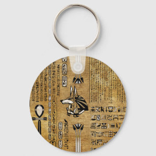 Anubis - Egyptian God -Gold and Pearl Keychain