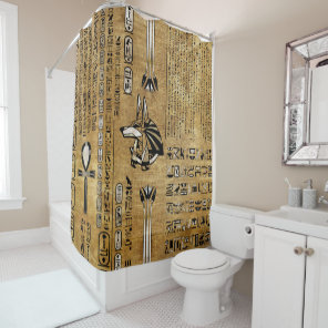 Anubis - Egyptian God -Gold and Pearl Shower Curtain