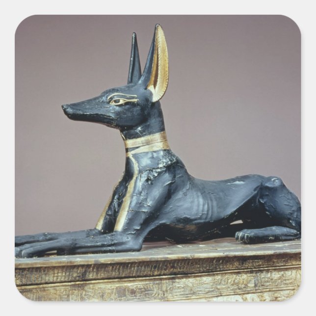 Anubis, Egyptian god of the dead from a chest Square Sticker (Front)
