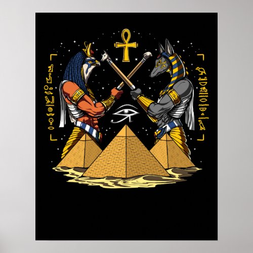Anubis Egyptian God Ra Ankh Eye Of Horus Pyramids Poster