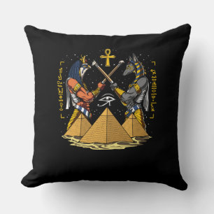 Anubis Egyptian God Ra Ankh Eye Of Horus Pyramids Throw Pillow