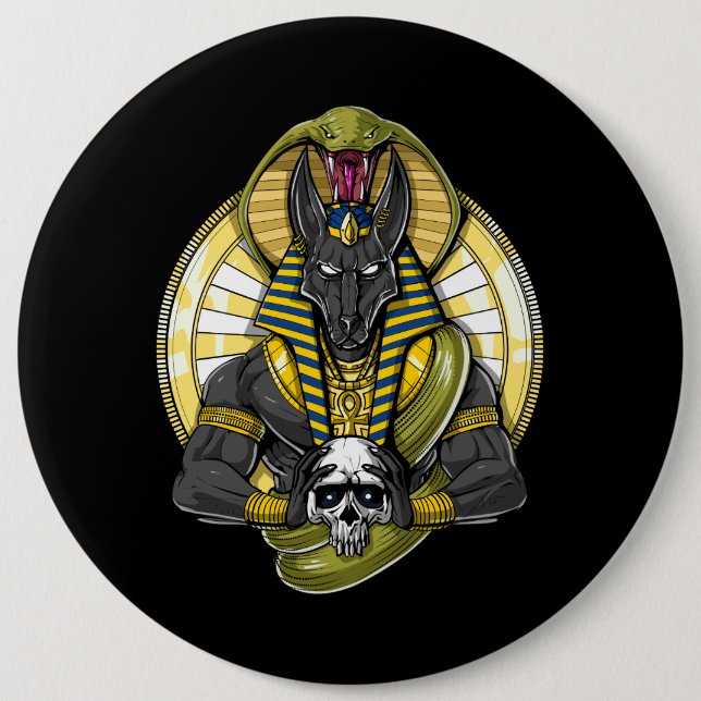 Anubis Egyptian Wolf God Button (Front)