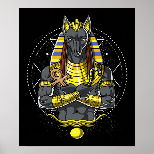 Anubis Egyptian Wolf God Egypt Ankh Mythology Poster