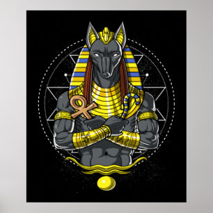 Anubis Egyptian Wolf God Egypt Ankh Mythology Poster