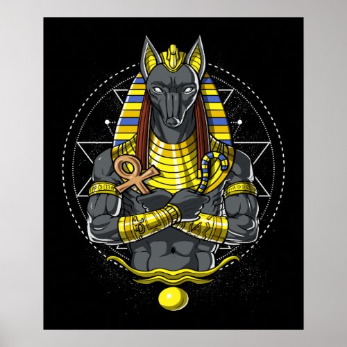 Anubis Egyptian Wolf God Egypt Ankh Mythology Poster