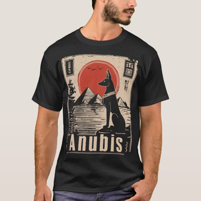 Anubis Guardian – Pharaoh's Sentinel Wall Art T-Shirt (Front)