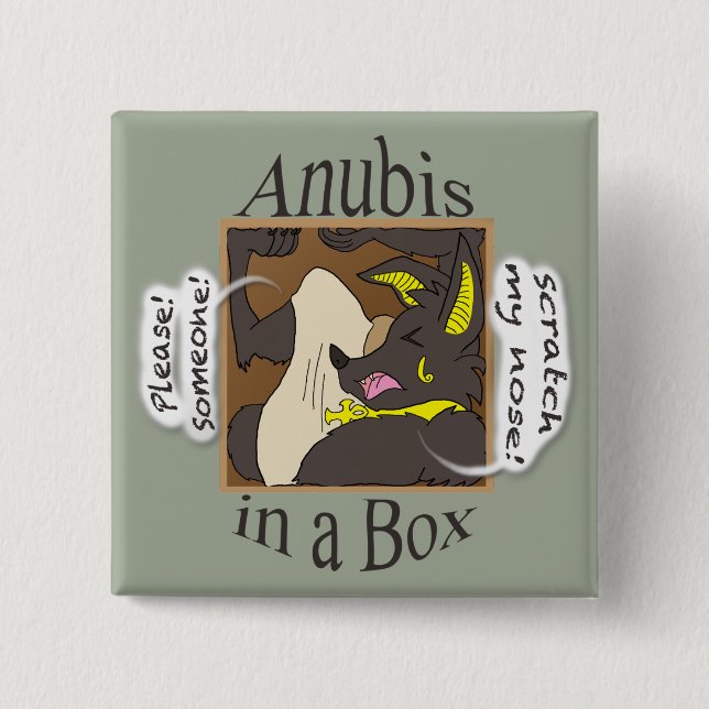 Anubis In A Box (Closed Eyes) Pinback Button (Front)