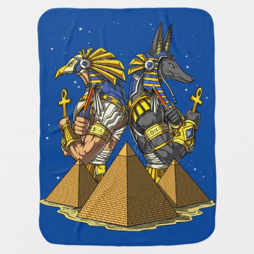 Anubis Ra Egyptian Gods Ancient Pyramids Mythology Baby Blanket