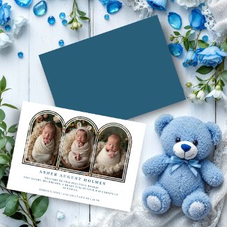 Blue Elegant 3-Photo Collage Arch Newborn 