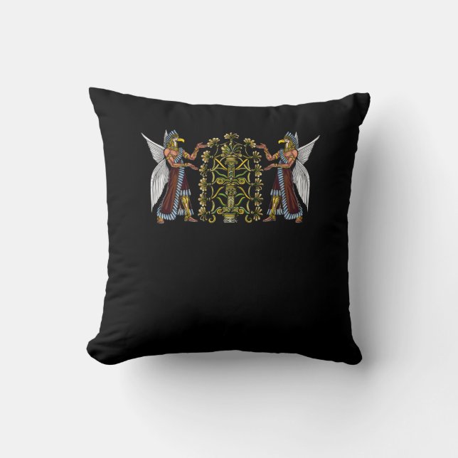 Anunnaki Aliens Ancient Sumerian Gods Throw Pillow (Front)