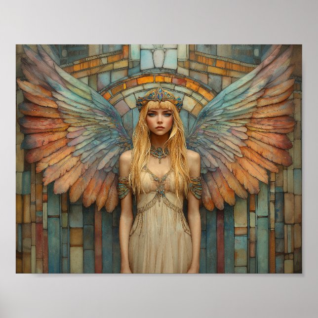 Anunnaki Goddess Ninhursag Mosaic Art Nouveau Poster (Front)