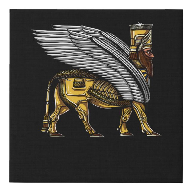 Anunnaki Guardian Alien Ancient Sumerian God Faux Canvas Print (Front)