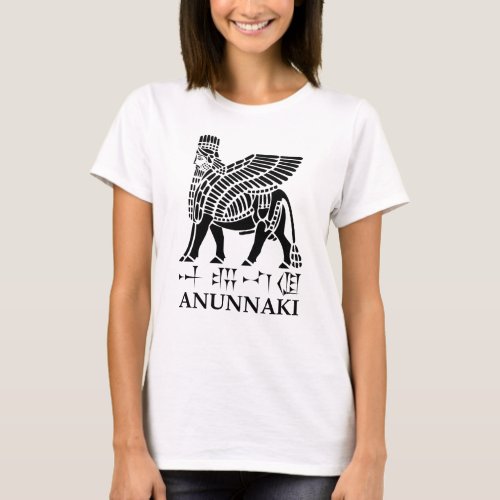 Anunnaki Lamassu Winged Bull Black T_Shirt