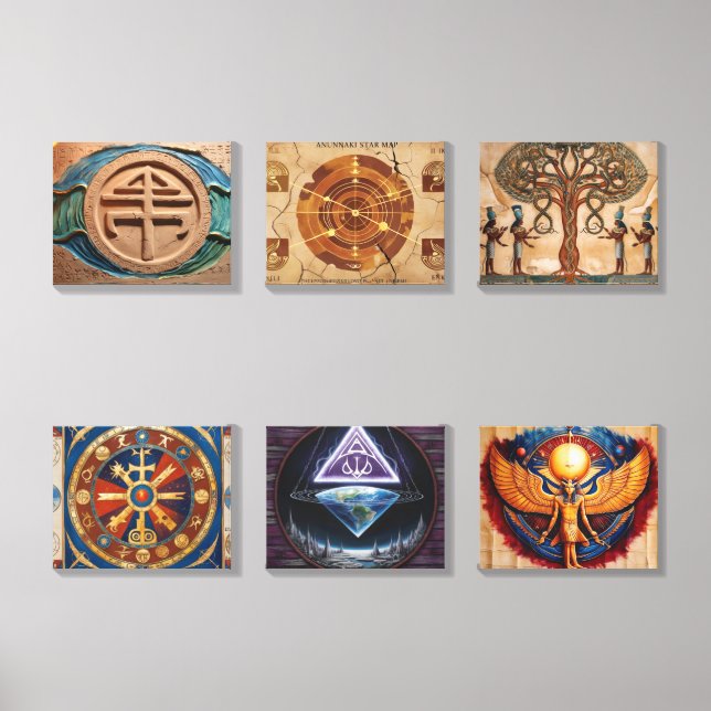 Anunnaki Sacred Symbols – Ancient Knowledge Wall  Canvas Photo Tile (Front Set)