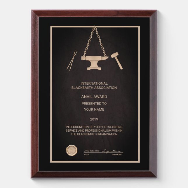Anvil Award Plaque (Vertical)