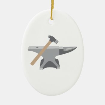 Anvil & Hammer Ceramic Ornament by HopscotchDesigns at Zazzle