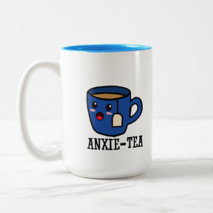 Anxie-Tea, Mental Health Anxiety Pun Two-Tone Coffee Mug