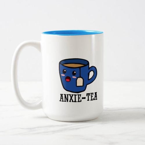 Anxie_Tea Mental Health Anxiety Pun Two_Tone Coffee Mug