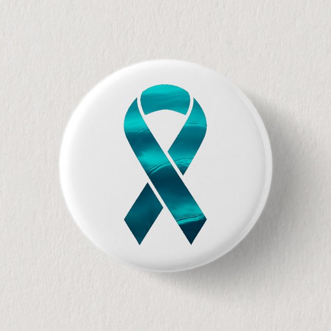 Anxiety Awareness Teal Ribbon Button (Front)