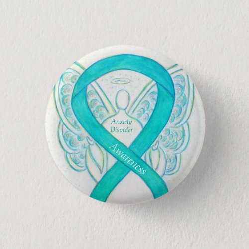 Anxiety Disorder Awareness Angel Teal Ribbon Pin