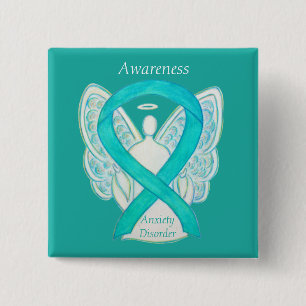 Anxiety Disorder Awareness Angel Teal Ribbon Pin