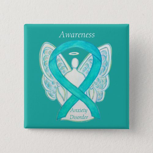 Anxiety Disorder Awareness Angel Teal Ribbon Pin