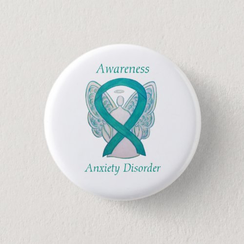 Anxiety Disorder Awareness Angel Teal Ribbon Pin