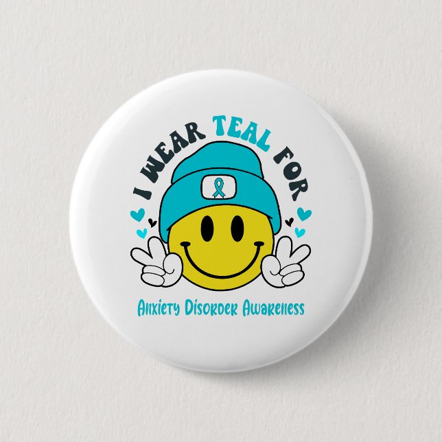 Anxiety Disorder Awareness Ribbon Support Gifts Button (Front)