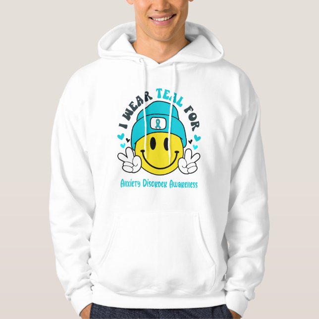 Anxiety Disorder Awareness Ribbon Support Gifts Hoodie (Front)