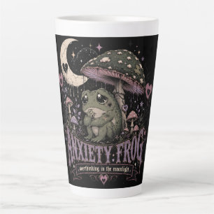 Anxiety Frog Overthinking Moonlight Design Latte Mug