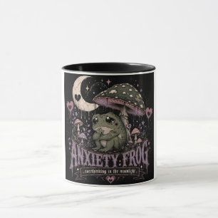 Anxiety Frog Overthinking Moonlight Design Mug