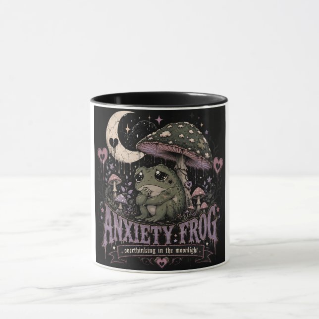 Anxiety Frog Overthinking Moonlight Design Mug (Center)
