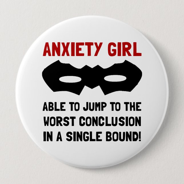 Anxiety Girl Pinback Button (Front)