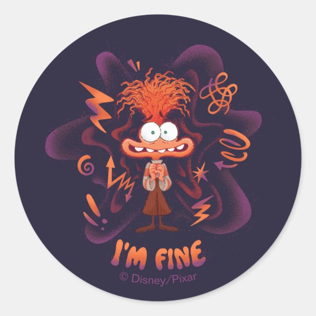 Anxiety "I'm Fine" Classic Round Sticker (Front)