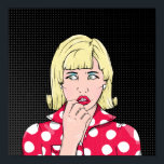 Anxiety Stress pop art Poster<br><div class="desc">A retro comic book style illustration of a woman hiding in the dark,  she appears worried or anxious. Inspired by vintage comic book illustration.</div>